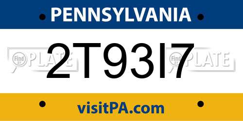 2T93I7 Pennsylvania License Plate