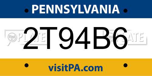 2T94B6 Pennsylvania License Plate