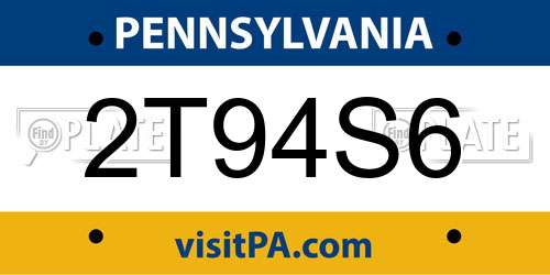 2T94S6 Pennsylvania License Plate