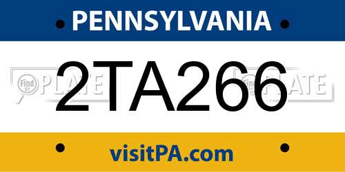 2TA266 Pennsylvania License Plate