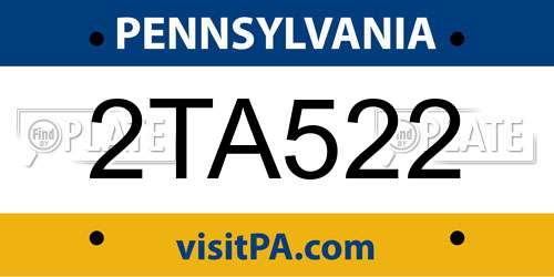 2TA522 Pennsylvania License Plate