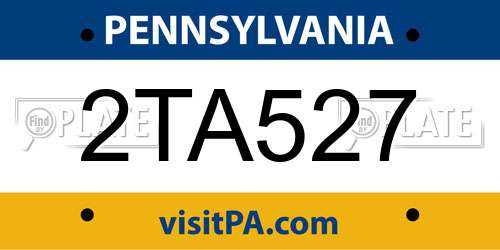 2TA527 Pennsylvania License Plate