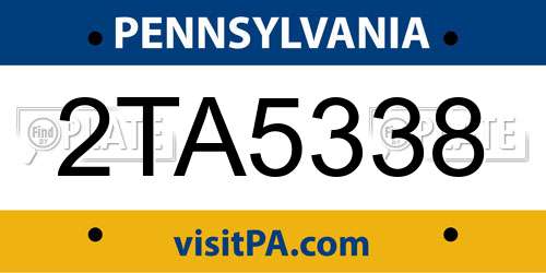 2TA5338 Pennsylvania License Plate