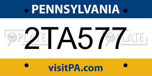 2TA577 Pennsylvania License Plate