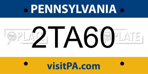 2TA60 Pennsylvania License Plate