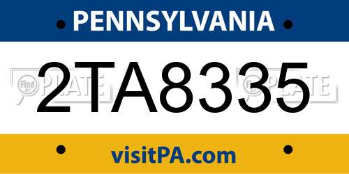 2TA8335 Pennsylvania License Plate