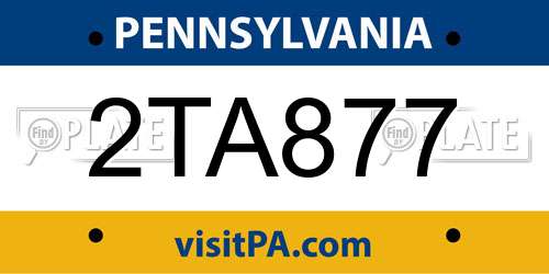 2TA877 Pennsylvania License Plate