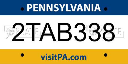 2TAB338 Pennsylvania License Plate