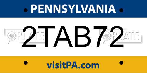 2TAB72 Pennsylvania License Plate