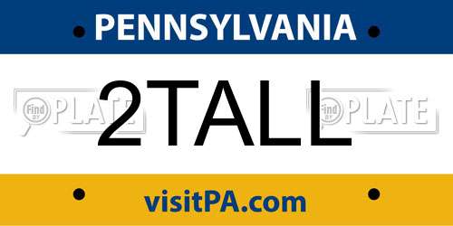 2TALL Pennsylvania License Plate