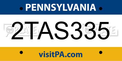 2TAS335 Pennsylvania License Plate