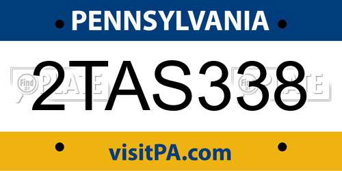 2TAS338 Pennsylvania License Plate