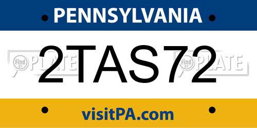 2TAS72 Pennsylvania License Plate