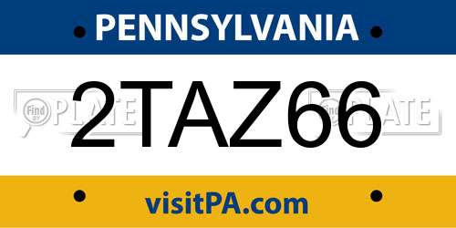 2TAZ66 Pennsylvania License Plate