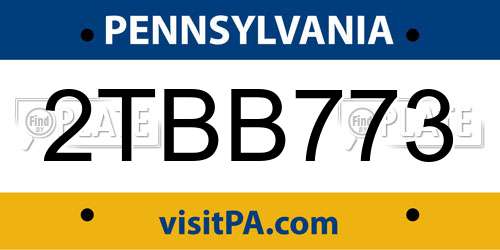 2TBB773 Pennsylvania License Plate