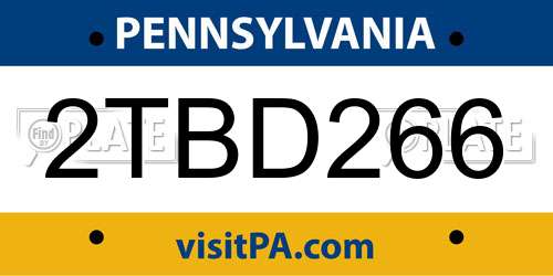 2TBD266 Pennsylvania License Plate
