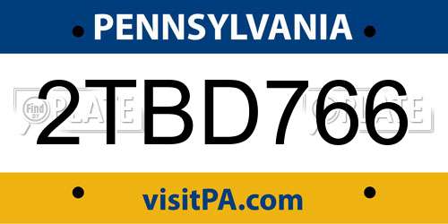 2TBD766 Pennsylvania License Plate