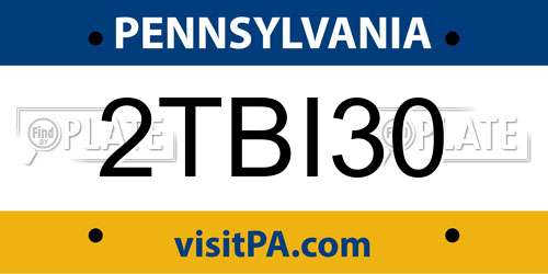 2TBI30 Pennsylvania License Plate