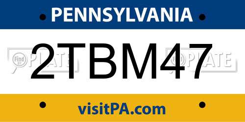 2TBM47 Pennsylvania License Plate