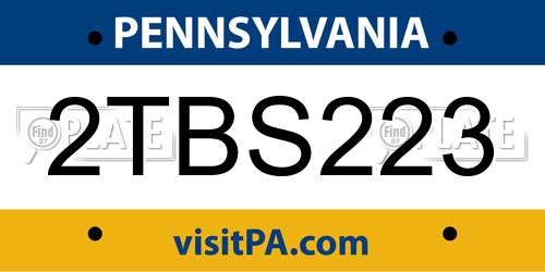 2TBS223 Pennsylvania License Plate
