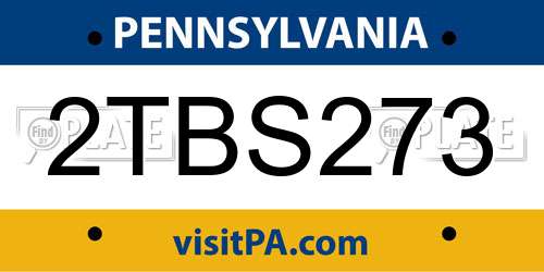 2TBS273 Pennsylvania License Plate