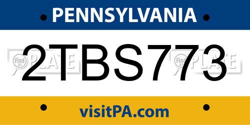 2TBS773 Pennsylvania License Plate