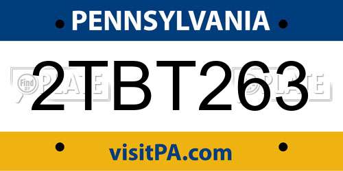 2TBT263 Pennsylvania License Plate