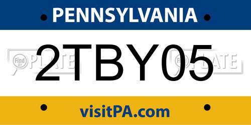 2TBY05 Pennsylvania License Plate