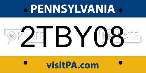 2TBY08 Pennsylvania License Plate