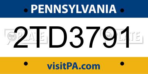 2TD3791 Pennsylvania License Plate