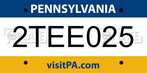 2TEE025 Pennsylvania License Plate