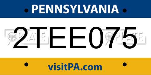 2TEE075 Pennsylvania License Plate