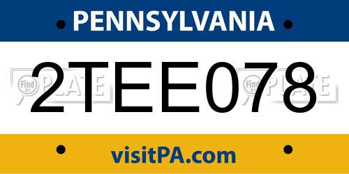 2TEE078 Pennsylvania License Plate