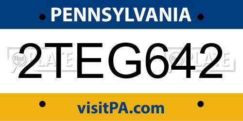 2TEG642 Pennsylvania License Plate