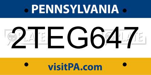 2TEG647 Pennsylvania License Plate