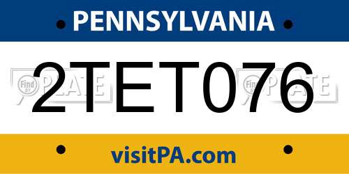 2TET076 Pennsylvania License Plate
