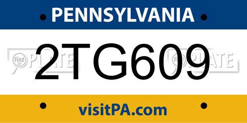 2TG609 Pennsylvania License Plate