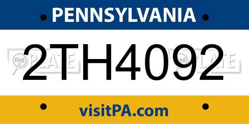 2TH4092 Pennsylvania License Plate
