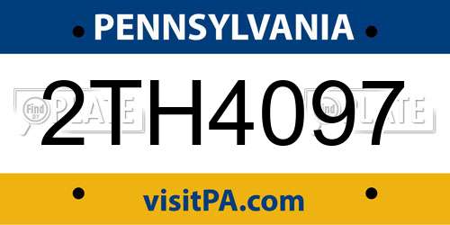 2TH4097 Pennsylvania License Plate