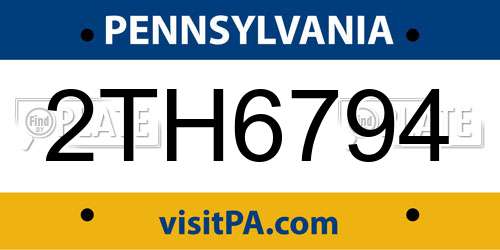 2TH6794 Pennsylvania License Plate
