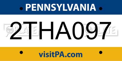 2THA097 Pennsylvania License Plate