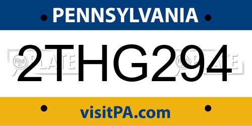 2THG294 Pennsylvania License Plate