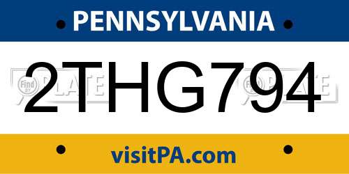 2THG794 Pennsylvania License Plate