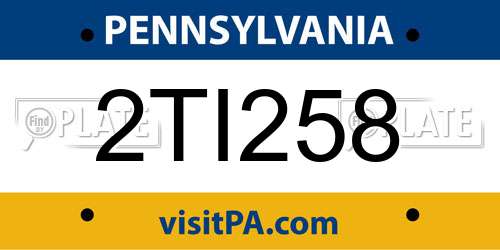 2TI258 Pennsylvania License Plate