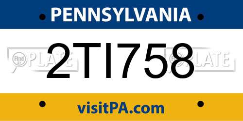 2TI758 Pennsylvania License Plate