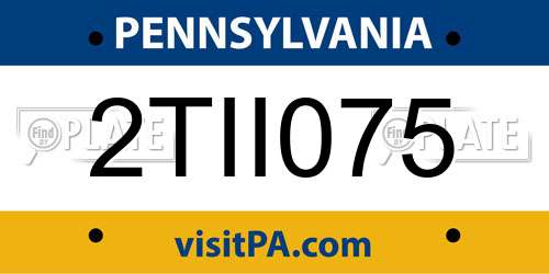 2TII075 Pennsylvania License Plate