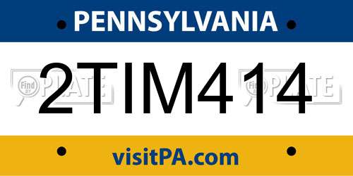 2TIM414 Pennsylvania License Plate