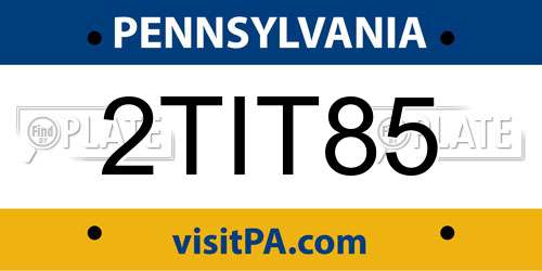 2TIT85 Pennsylvania License Plate