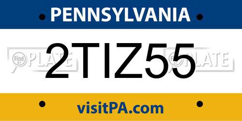 2TIZ55 Pennsylvania License Plate