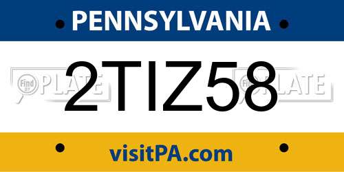 2TIZ58 Pennsylvania License Plate